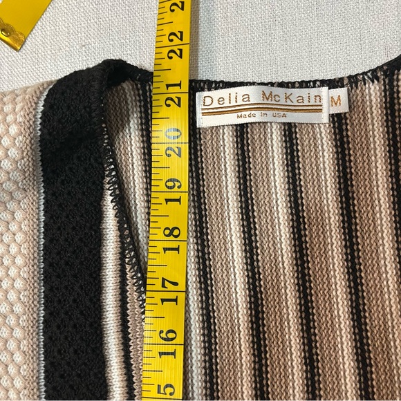 Delia Mc Kain Striped Button-Up Sweater Knit Vest 100% Cotton USA Y2K VTG M NWT - Picture 12 of 12